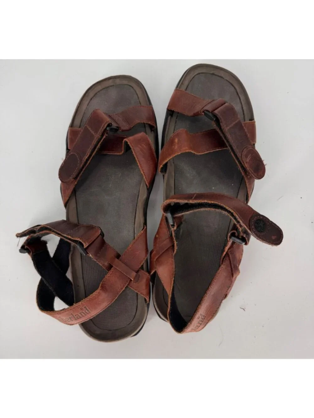 Timberland Vintage Brown Leather Sandals With Adjustable Straps Mens Size 13M